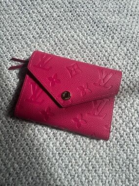 Pink Embossed Leather Envelope Wallet